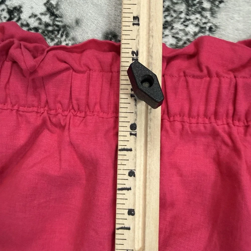 Express Shorts Womens Size L Pink Linen Blend Paperbag Waist Pull On Pockets